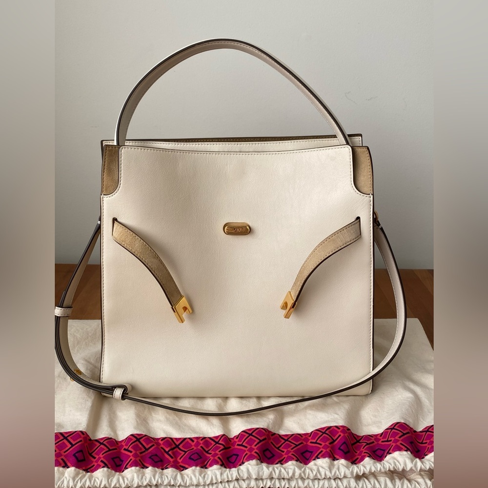 Tory Burch Lee Radziwill Double Bag New Cream